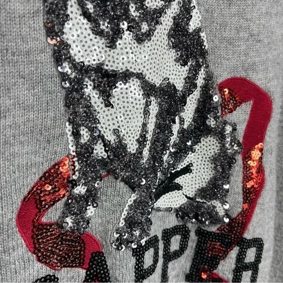 H&M Women's Medium Angora Blend Pug Dog Gangsta Wrapper Pullover Sweater Grey - Picture 4 of 11